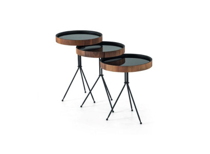 Set 3 pcs Side table Table Black Side tables Tables Round Living room
